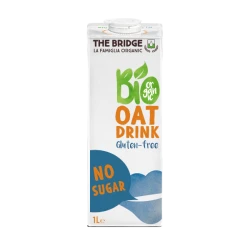 شراب الشوفان العضوي الخالي من السكر والغلوتين من The Bridge، 1 لتر، نباتي بالكامل، بنكهة حبوب خفيفة، مثالي للقهوة والشاي والعصائر وحبوب الإفطار