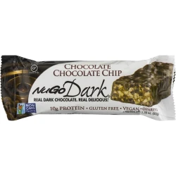 NuGo Dark Chocolate Chip 1.76oz 12g Protein Bar Vegan Gluten Free Non-GMO Kosher Pareve