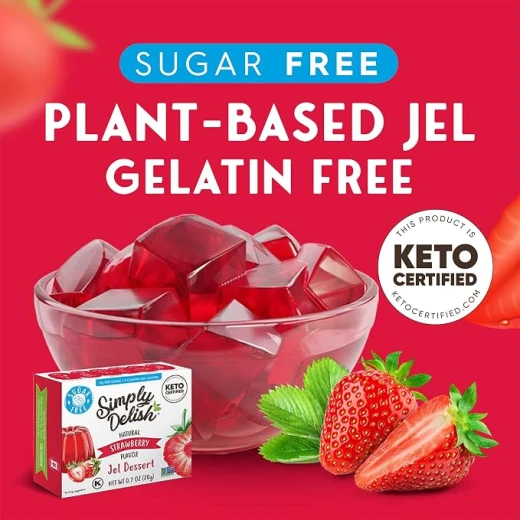 Simply Desserts GF Sugar-Free Strawberry Plant Based Jel Dessert 20g - Simply desserts - Image 3