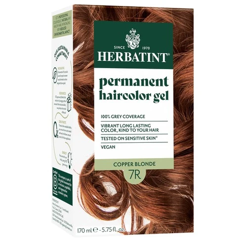 Permanent Hair Dye for Women 7R Copper Blonde, Up to 100% Gray Coverage, Rich Long-Lasting Color for a Vibrant and Natural-Looking Hair Finish - Herbatint