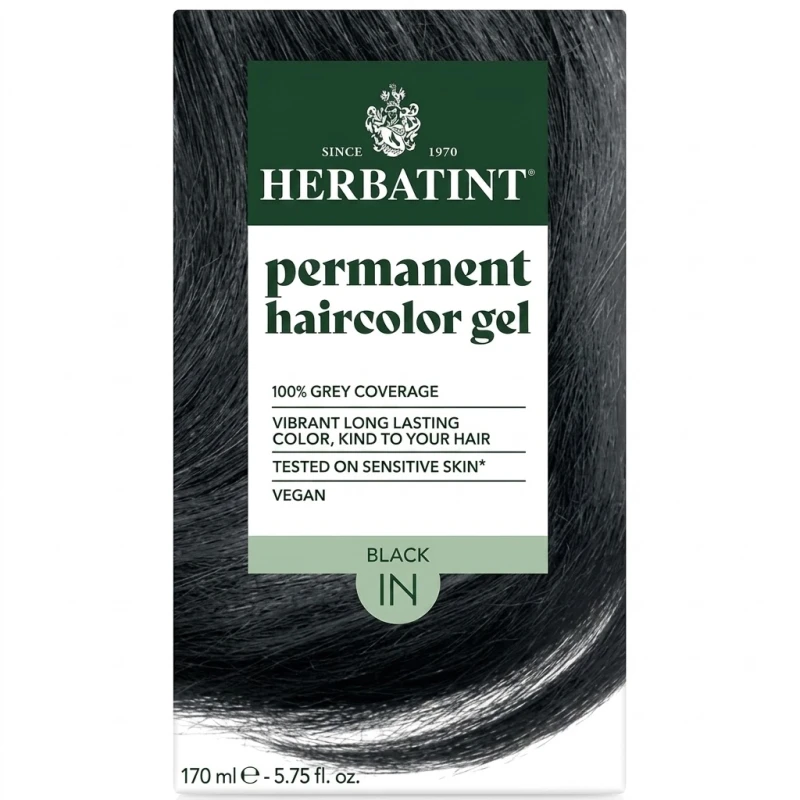 Herbatint Permanent Hair Color 1N Black, 170ml, Rich Long-Lasting Color, Includes Colorant, Developer, Normalizing Shampoo and Royal Cream Conditioner - Herbatint