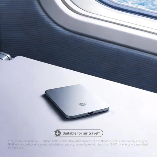 باوربانك Xiaomi UltraThin Magnetic بسعة 5000mAh وشحن لاسلكي 15W MagSafe، تصميم نحيف وخفيف باللون Glacier Silver ومتوافق مع أجهزة Qi - شاومي - Image 2