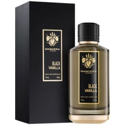 عطر مانسيرا بلاك فانيلا أو دو بارفان 120 مل، مزيج فاخر ودافئ من الفانيليا الغنية والزهور الرقيقة والعنبر والمسك، لرائحة حلوة وأنيقة تدوم طويلاً