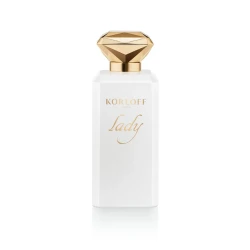 عطر KORLOFF Lady In White للنساء 88 مل | أو دو بارفان بودري زهري بنفحات اللوز والعسل وزهر البرتقال والمسك والفانيليا