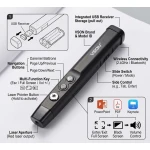 Vson V-890 Laser Pointer Black – Wireless Presenter with 2.4GHz RF, Red Laser Pointer 650nm, Up to 200m Laser Range, 10–15m Wireless Control, USB Plug & Play Receiver, Next & Previous Slide Control - Vson