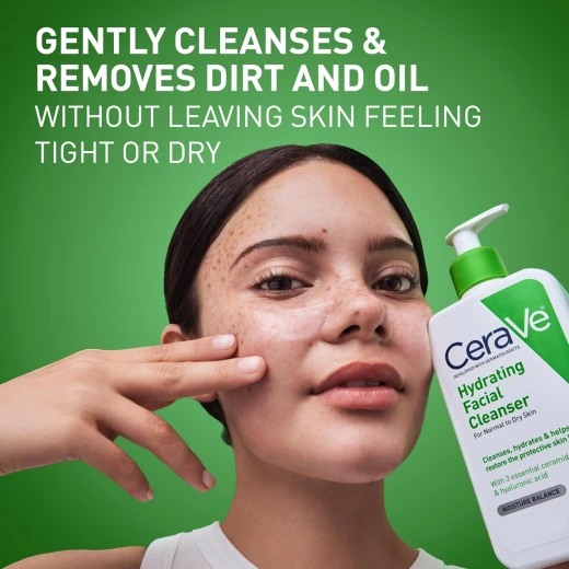 CeraVe Hydrating Facial Cleanser 355ml – Face Wash for Normal to Dry Skin with Hyaluronic Acid & Glycerin, Gentle Cleanser for Hydrated, Healthy-Looking Skin - CeraVe - Image 6