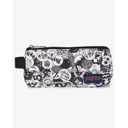JanSport Basic Accessory Pouch in Doodle Dots, featuring a secure zippered main compartment for organizing pens, pencils, stationery and everyday supplies