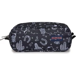 JanSport Large Accessory Pouch in Wild West Escape, featuring two compartments and dual zippers for organizing pens, pencils, power cords and supplies