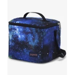 JanSport Super Snack Lunch Bag in Cyberspace Galaxy, 9L capacity with insulated main compartment, BPA-free liner, front pocket and adjustable shoulder strap - JanSport
