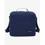 JanSport Super Snack Lunch Bag in Navy, 9L capacity with insulated main compartment, BPA-free liner, front pocket and adjustable shoulder strap - JanSport