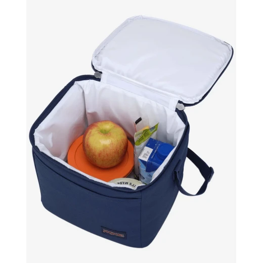 JanSport Super Snack Lunch Bag in Navy, 9L capacity with insulated main compartment, BPA-free liner, front pocket and adjustable shoulder strap - JanSport - Image 3