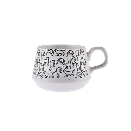 Karaca Kedi White Mug 450ml, made from durable stoneware ceramic with a cute and elegant design, ideal for serving coffee, tea and hot or cold drinks - karaca - Image 2