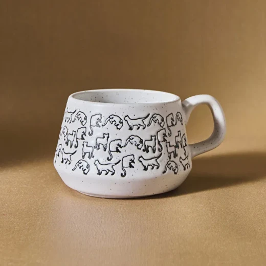 Karaca Kedi White Mug 450ml, made from durable stoneware ceramic with a cute and elegant design, ideal for serving coffee, tea and hot or cold drinks Karaca Kedi White Mug 450ml, made from durable stoneware ceramic with a cute and elegant design, ideal for serving coffee, tea and hot or cold drinks