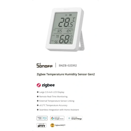 سونوف AirGuard TH SNZB-02DR2 مستشعر درجة الحرارة والرطوبة بشاشة LCD بتقنية Zigbee - سونوف - Image 4