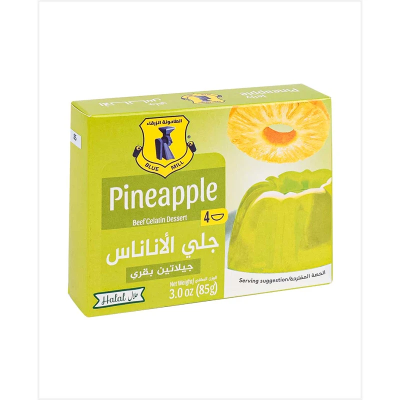 بلو ميل حلوى جيلي الأناناس بنكهة اللحم البقري 85 غم | مسحوق جيلي بنكهة الأناناس لتحضير الحلويات الباردة والمنعشة | سهل التحضير ولذيذ - بلو ميل
