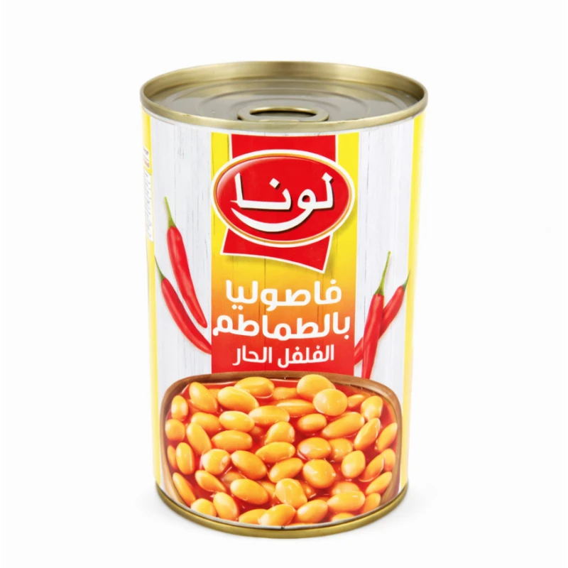 لونا فاصوليا حارة بصلصة الطماطم 380 غم – فاصوليا معلبة بصلصة طماطم غنية ونكهة حارة مناسبة للأرز والتاكو واللفائف والسلطات والأطباق الجانبية - لونا