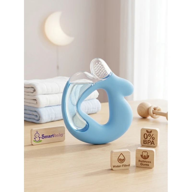 Smart Baby Blue Silicone Baby Teether – Made from BPA-Free Food-Grade Silicone with a remote control design, helps soothe teething discomfort and gently massage gums - Smart Baby