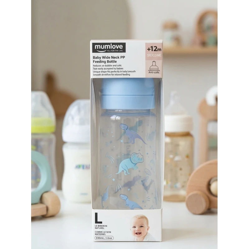 mumLove PP Baby Bottle with Handle +12 Months, 330ml Feeding Bottle, Ergonomic Easy-Grip Design for Toddlers, Safe Daily Use Bottle, Helps Encourage Independent Drinking for Growing Babies - Mumlove