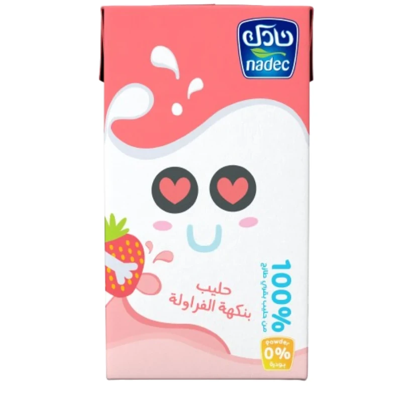 نادك حليب بنكهة الفراولة 125 مل، مشروب حليب لذيذ بنكهة الفراولة المنعشة، مثالي للأطفال والوجبات الخفيفة وسهل الحمل والاستمتاع به في أي وقت - نادك