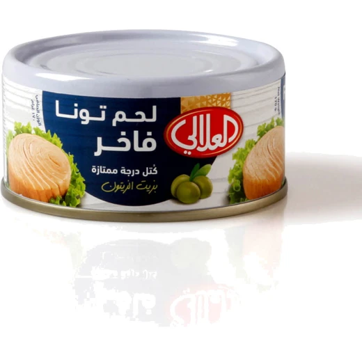 العلالي تونة لحم فاخرة قطعة صلبة في زيت الزيتون 170 جرام العلالي تونة لحم فاخرة قطعة صلبة في زيت الزيتون 170 جرام