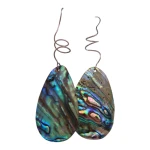 Handmade Natural Abalone Shell Earrings with Elegant Geometric Design, Lightweight & Comfortable, Featuring Handcrafted Sterling Silver Ear Wires and Unique Iridescent Colors - Sahar Jewelery