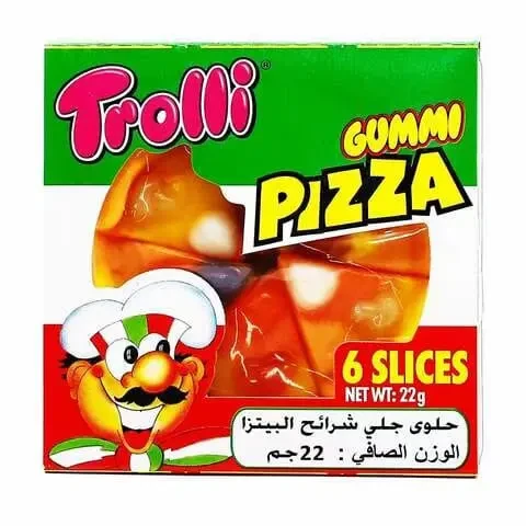 حلوى جيلاتينية ترولي تشوي بيتزا (22 غرام) - قطع جومي ممتعة ولذيذة على شكل بيتزا بنكهة الفواكه، سناك خفيف ومثالي للأطفال أثناء التنقل حلوى جيلاتينية ترولي تشوي بيتزا (22 غرام) - قطع جومي ممتعة ولذيذة على شكل بيتزا بنكهة الفواكه، سناك خفيف ومثالي للأطفال أثناء التنقل