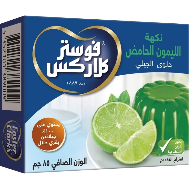 فوسـتر كلاركس جيلي بنكهة الليمون الأخضر 80 غرام – خليط جيلي لذيذ وسهل التحضير للحلويات والكعك | طعم منعش ولون أخضر مميز | مناسب للعائلة والمناسبات - Foster Clark's