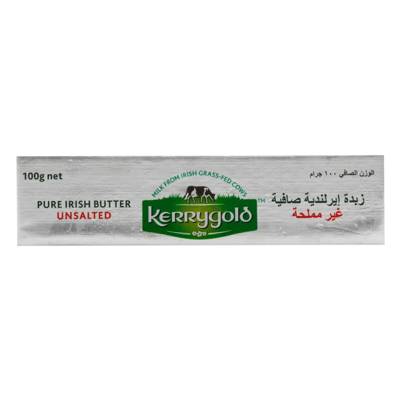 كيريجولد زبدة أيرلندية أصلية غير مملحة 100 غرام – زبدة أيرلندية كريمية فاخرة بطعم غني وقوام ناعم | مثالية للخبز والطهي وتحضير الحلويات | مناسبة للخبز على الفطور والوصفات اليومية - كيريجولد