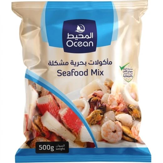 مأكولات بحرية المحيط 500 غرام مجمدة، تشكيلة مأكولات بحرية لذيذة وعالية الجودة، سهلة التحضير ومثالية لإعداد أشهى أطباق المأكولات البحرية في المنزل مأكولات بحرية المحيط 500 غرام مجمدة، تشكيلة مأكولات بحرية لذيذة وعالية الجودة، سهلة التحضير ومثالية لإعداد أشهى أطباق المأكولات البحرية في المنزل