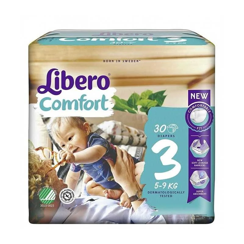 Libero Comfort 3 Baby Diapers, Size 3, for Babies Weighing 5–9 kg, Pack of 30 Diapers - Libero