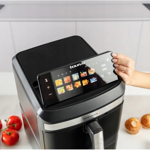 قلاية هوائية توروس DUO SLIM AF2602 سعة 13 لتر، تصميم واسع وعملي، تقنية الهواء الساخن لتحضير أطعمة مقرمشة ولذيذة مع استخدام كمية أقل من الزيت - تاوروس - Image 5