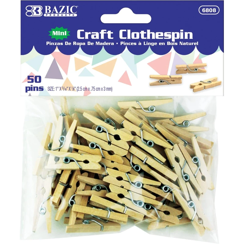 Guild Art Supply Mini Natural Clothes Pin 50/Pack - Guild Art Supply
