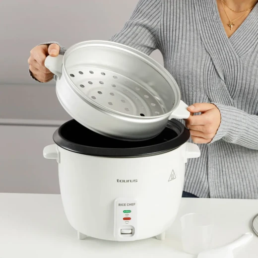 قدر طبخ الأرز بالبخار توروس Rice Chef بقوة 700 واط، تصميم عملي لتحضير الأرز والأطعمة على البخار بسهولة، مناسب للاستخدام اليومي في المطبخ - تاوروس - Image 5
