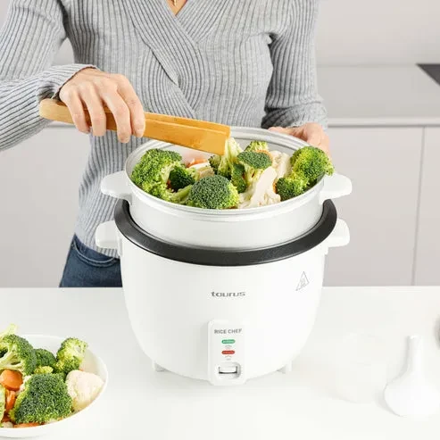 قدر طبخ الأرز بالبخار توروس Rice Chef بقوة 700 واط، تصميم عملي لتحضير الأرز والأطعمة على البخار بسهولة، مناسب للاستخدام اليومي في المطبخ - تاوروس - Image 6