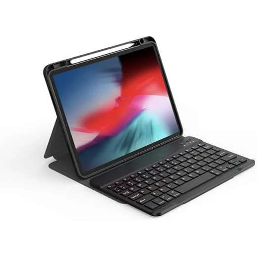 جراب لوحة مفاتيح WiWU الواقي لأجهزة iPad مقاس 10.2 بوصة و10.5 بوصة، لوحة مفاتيح بلوتوث عربية مع لوحة لمس دقيقة مدمجة، غطاء ذكي مقاوم للصدمات مع حامل قلم - أسود - وي وُو - Image 4