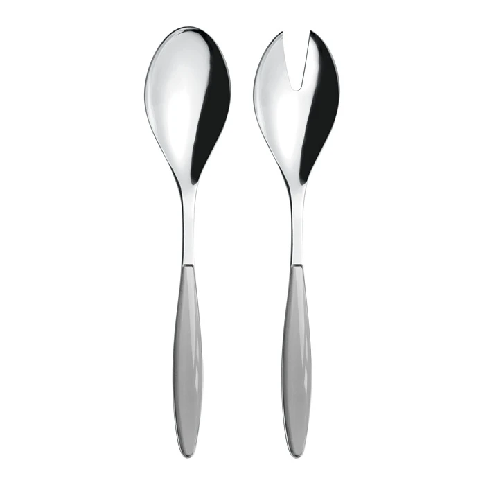 Guzzini Feeling Salad Server Set, Grey, Stainless Steel & Plastic, Elegant Practical Design, Ideal for Serving Salads, Perfect for Everyday Dining and Entertaining - Guzzini