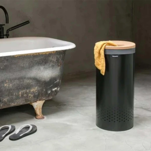 Brabantia 35 Liter Laundry Bin With Cork Lid Matt Black - Brabantia - Image 3