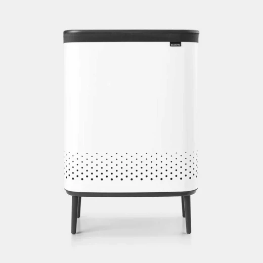سلة غسيل Brabantia Bo عالية بفتحتين، سعة 2×45 لتر، باللون الأبيض، تصميم أنيق وعملي لفرز الملابس وتنظيم الغسيل وتوفير المساحة - برابانتيا - Image 3