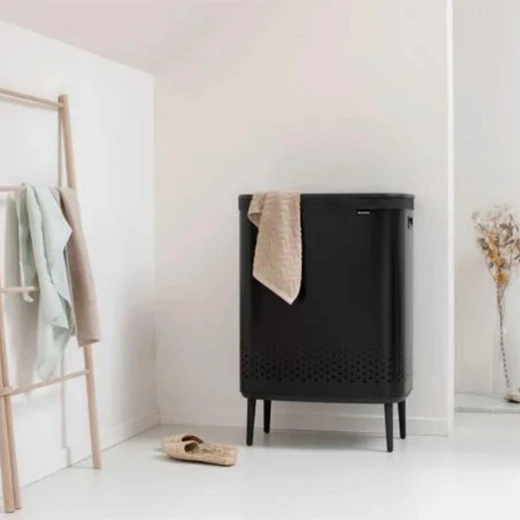 Brabantia Bo Laundry Bin Hi 2x45 Liter Matt Black, Double Compartment Laundry Basket for Easy Clothes Sorting, Space-Saving Design with Elegant Modern Style - Brabantia - Image 3