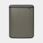سلة نفايات Bo Touch Bin سعة 60 لتر بلاتينيوم، تصميم موفر للمساحة، دلو داخلي XL قابل للإزالة، سهلة التنظيف والنقل، مثالية للعائلات - برابانتيا