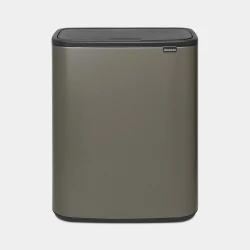 Bo Touch Bin 60L Platinum, Soft Touch Waste Bin with Space-Saving Design, XL Removable Inner Bucket, Easy to Clean and Move, Ideal for Families