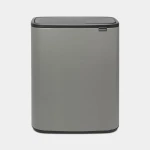 Bo Touch Bin 60L Mineral Concrete Grey, Soft Touch Waste Bin, Space-Saving Design, XL Removable Inner Bucket, Easy to Clean and Move - Brabantia