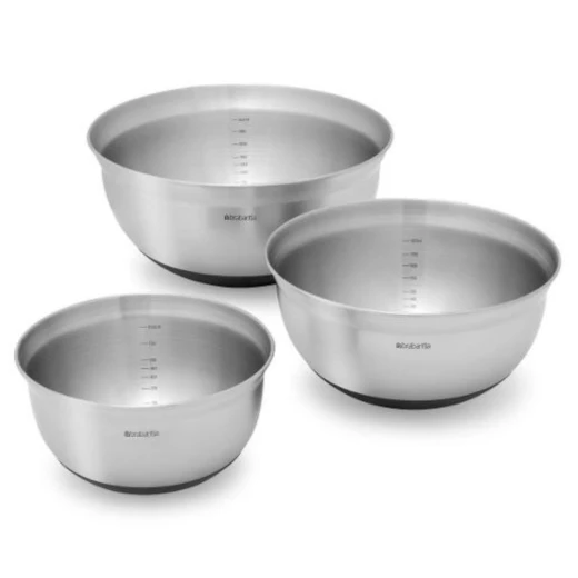 Brabantia Matt Steel 3 Pieces Set Mixing Bowl Brabantia Matt Steel 3 Pieces Set Mixing Bowl
