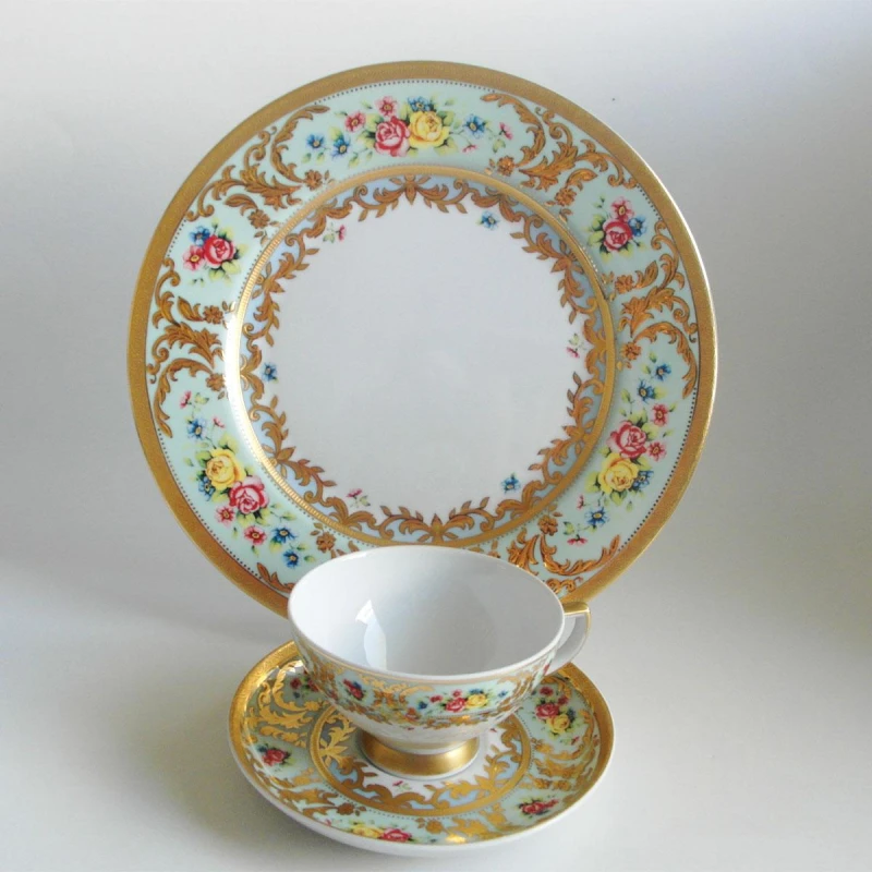 Falken Porzellan Dinner Set 93 Pieces White-Gold for 12 Persons - Falken Porzellan