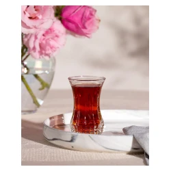 Madame COCO Merlot 6-Piece Tea Glass Set, 115ml, Decorative Glass Tea Cups, 6 x 9 x 5cm, Elegant Drinkware for Serving Tea and Hot Beverages