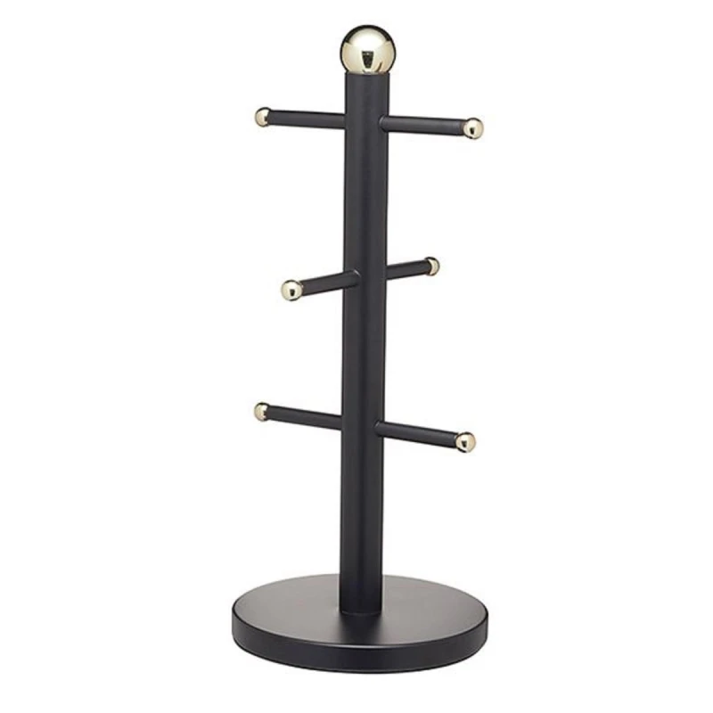 KitchenCraft Mug Tree Black & Brass Finish - KitchenCraft