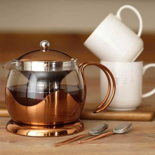 KitchenCraft Le Teapot Copper Teapot 660ml, Elegant Modern Design, Perfect for Serving Tea and Coffee, Stylish Addition to Your Kitchen and Dining Table. - KitchenCraft - Image 2