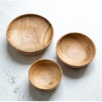 KitchenCraft Art Wooden Bowl Set of 3 Pieces – Rustic Natural Design for Serving Salads & Snacks, Adding an Elegant Warm Touch to Your Table - KitchenCraft