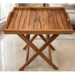 Wooden Serving Tray with Folding Stand – Elegant & Versatile Butler Tray Table for Tea, Coffee, and Snacks, Perfect Accent Piece for Home & Living Room