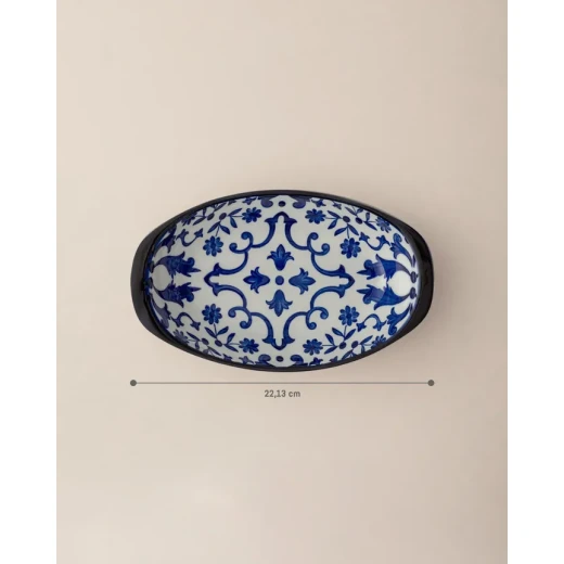 Madame Coco Reve Bleu Ellis Oval Porcelain Plate, Elegant Serving Dish for Appetizers, Desserts and Snacks, Size 19 × 10.3 × 2.7 cm - Madame COCO - Image 2